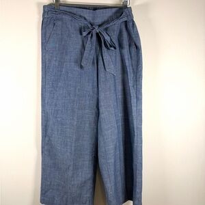 J. Crew Chambray Drawstring Wide-Leg Pants - Light Blue